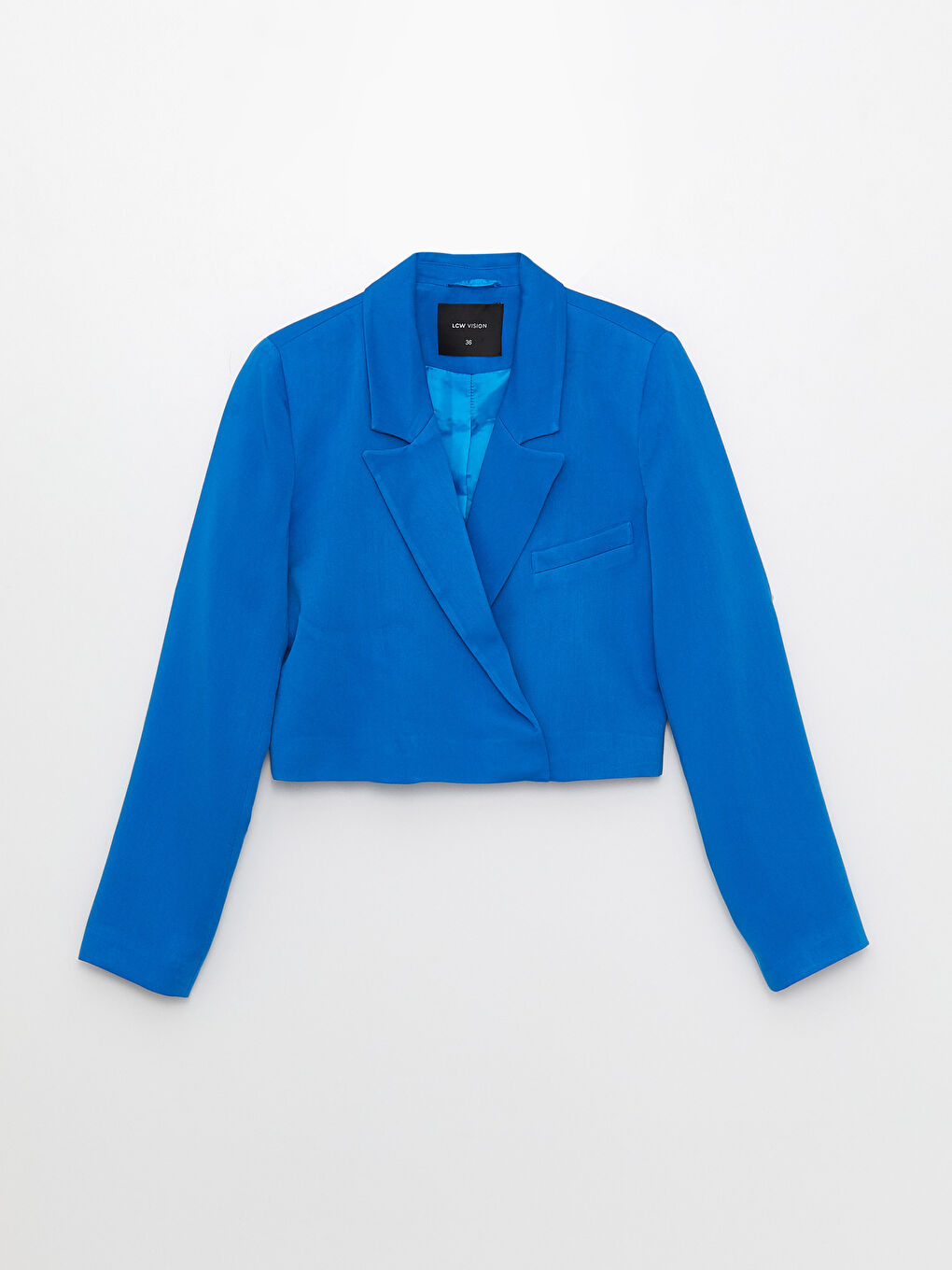 LCW Vision Double Breasted Collar Straight Long Sleeve Crop Women's Jacket -S3DT70Z8-JUF