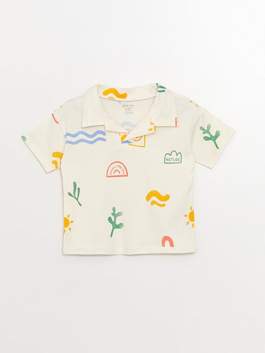 Polo Neck Short Sleeve Patterned Baby Boys' T-Shirt