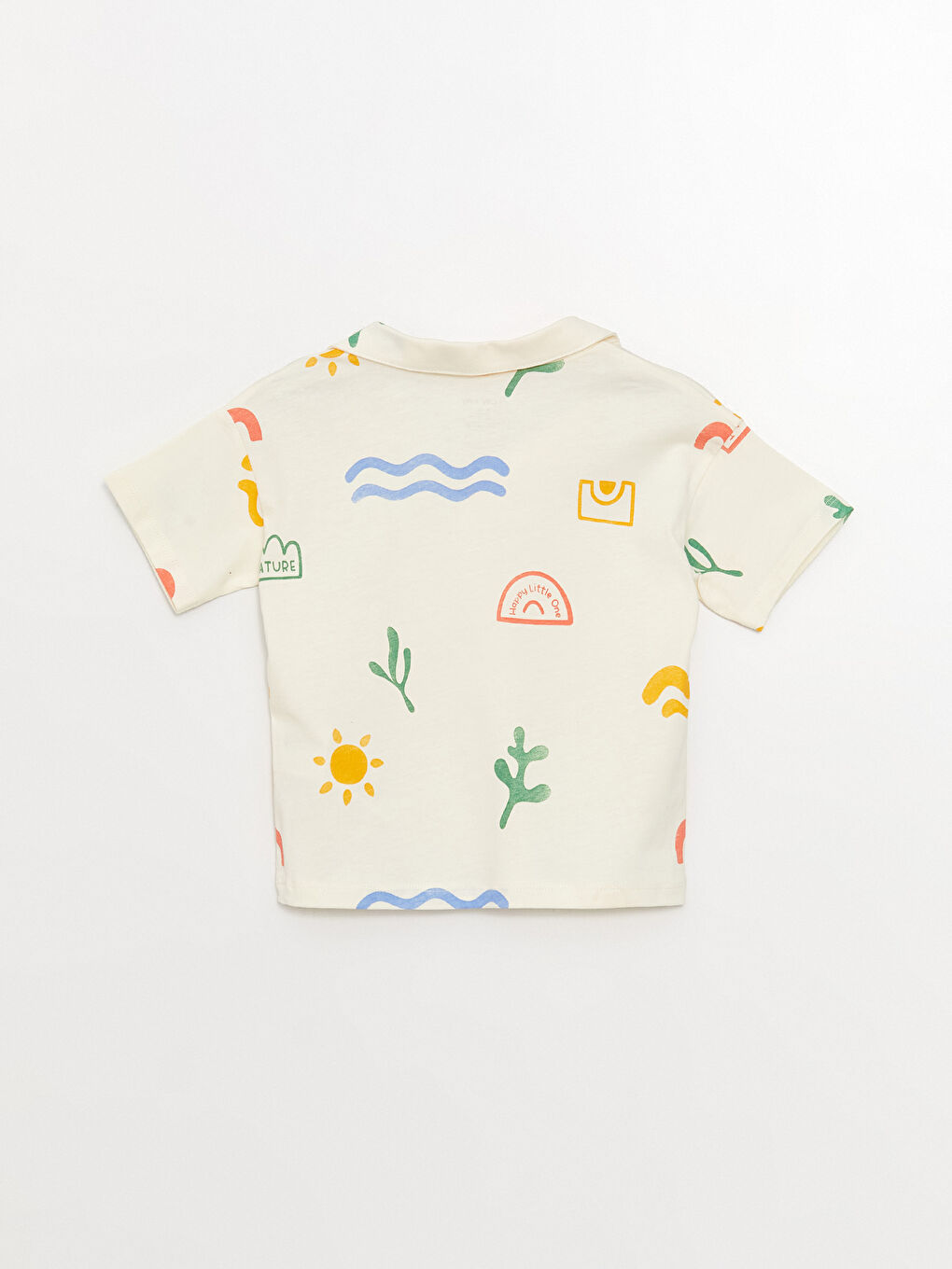 Polo Neck Short Sleeve Patterned Baby Boys' T-Shirt-1