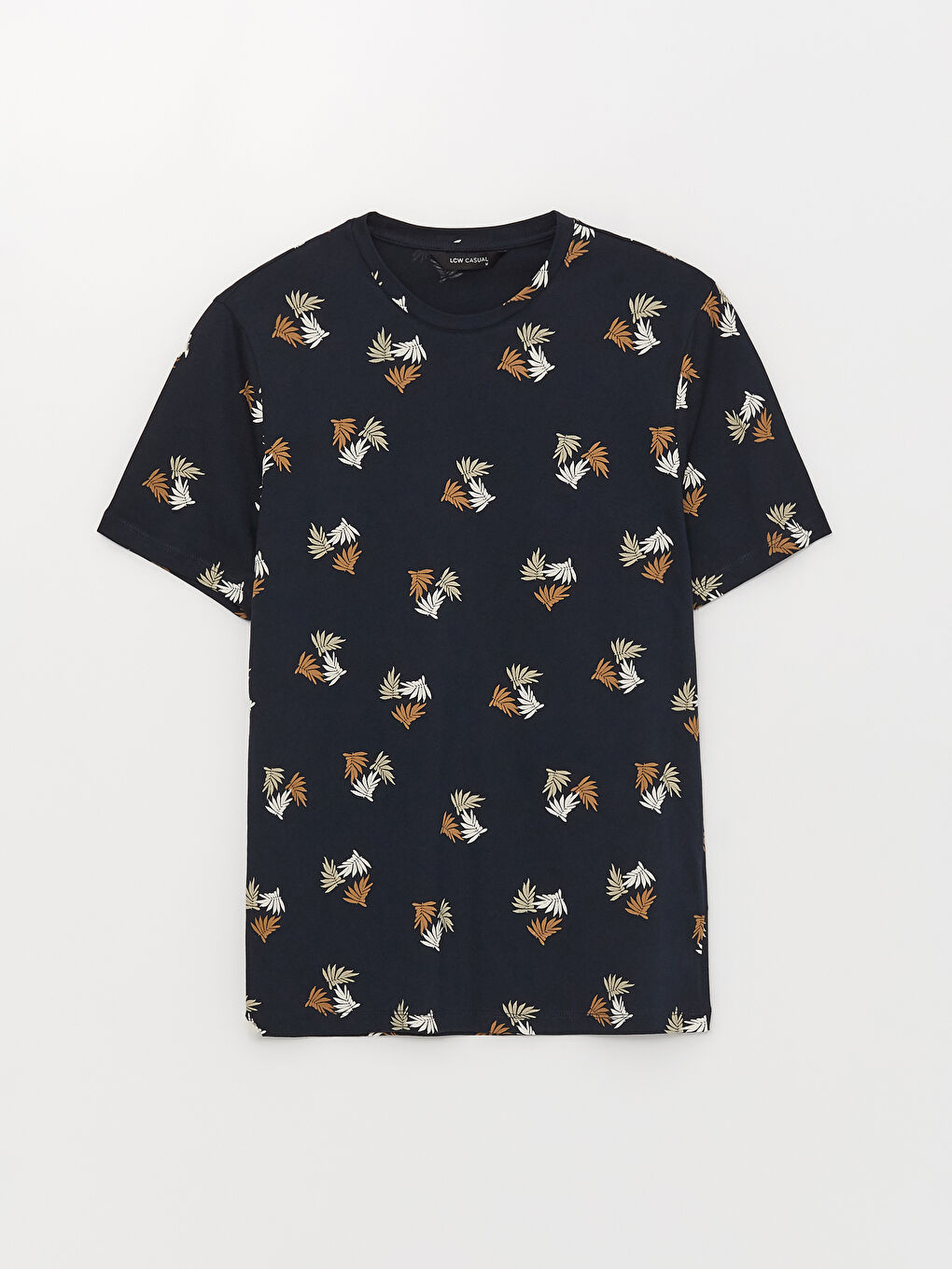 تيشيرت رجالي ياقة دائرية كم قصير مطبوع قطن ممشط-5