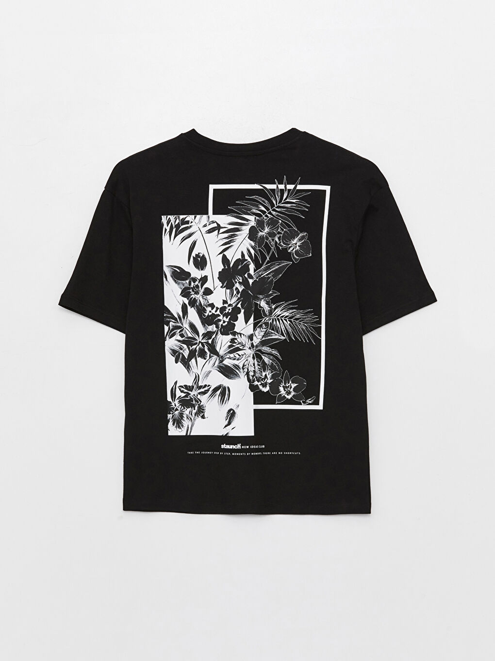 Siyah Bisiklet Yaka Kısa Kollu Erkek Tişört-6