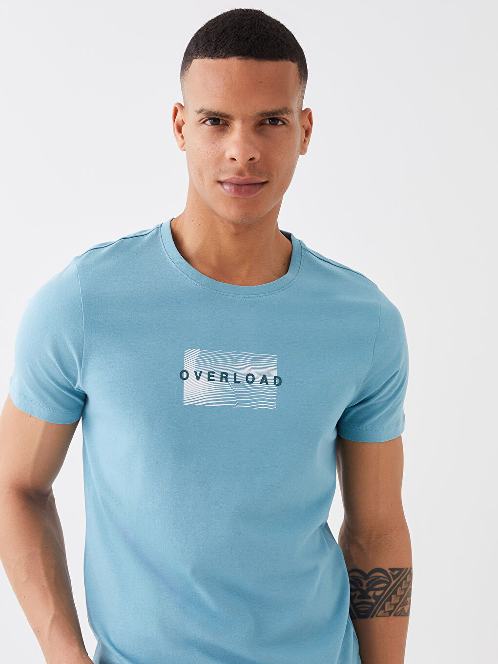 Crew Neck Short Sleeve Printed Combed Cotton Men's T-shirt