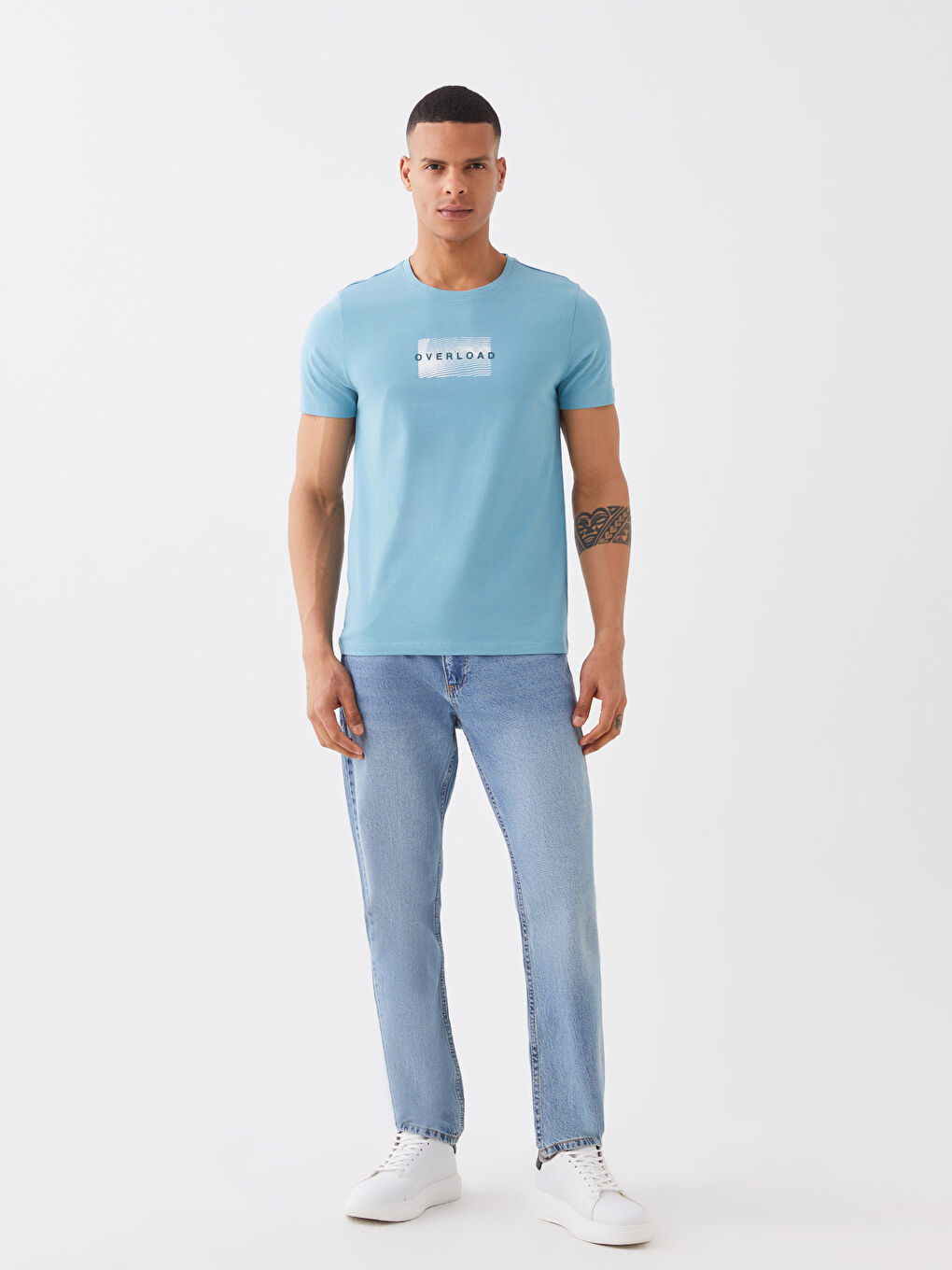 Crew Neck Short Sleeve Printed Combed Cotton Men's T-shirt-2