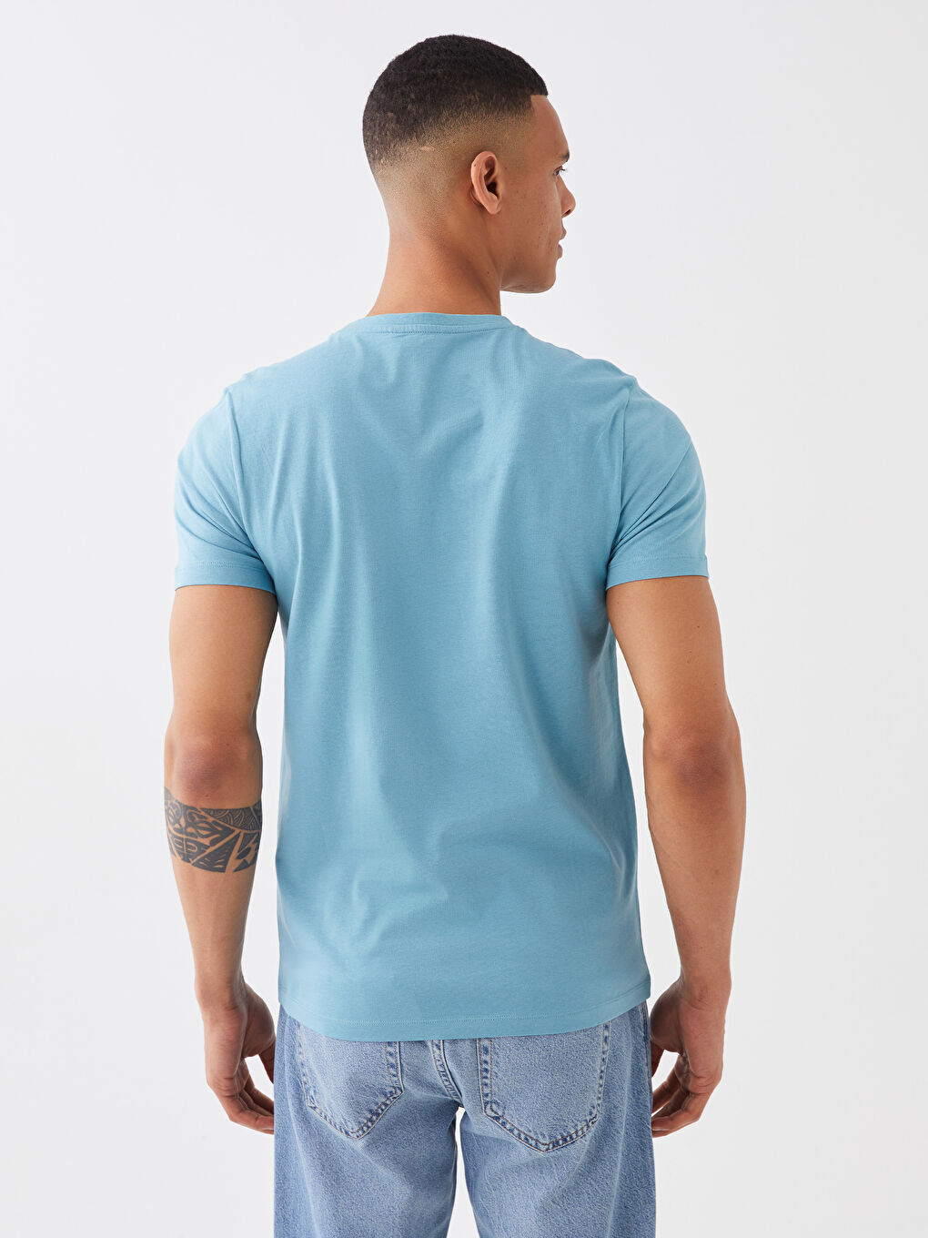 Crew Neck Short Sleeve Printed Combed Cotton Men's T-shirt-4