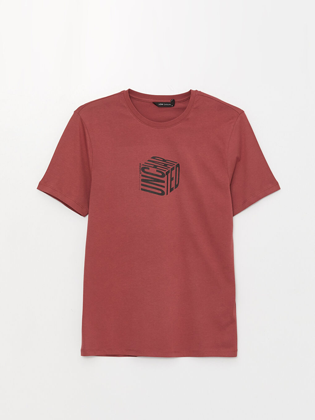 Pembe Bisiklet Yaka Kısa Kollu Baskılı Penye Erkek Tişört-5