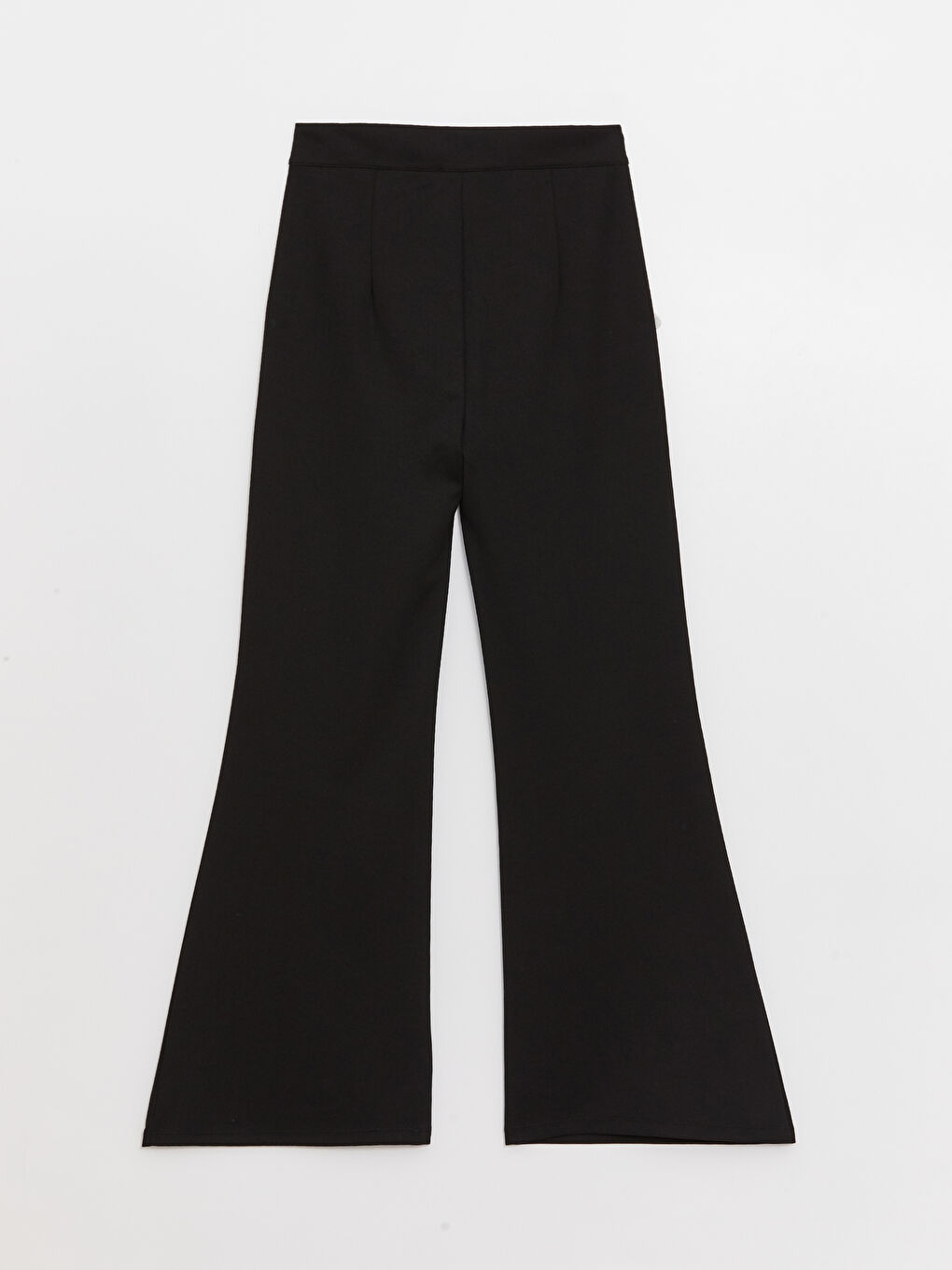 Siyah Beli Fermuarlı Düz İspanyol Paça Kadın Pantolon-6