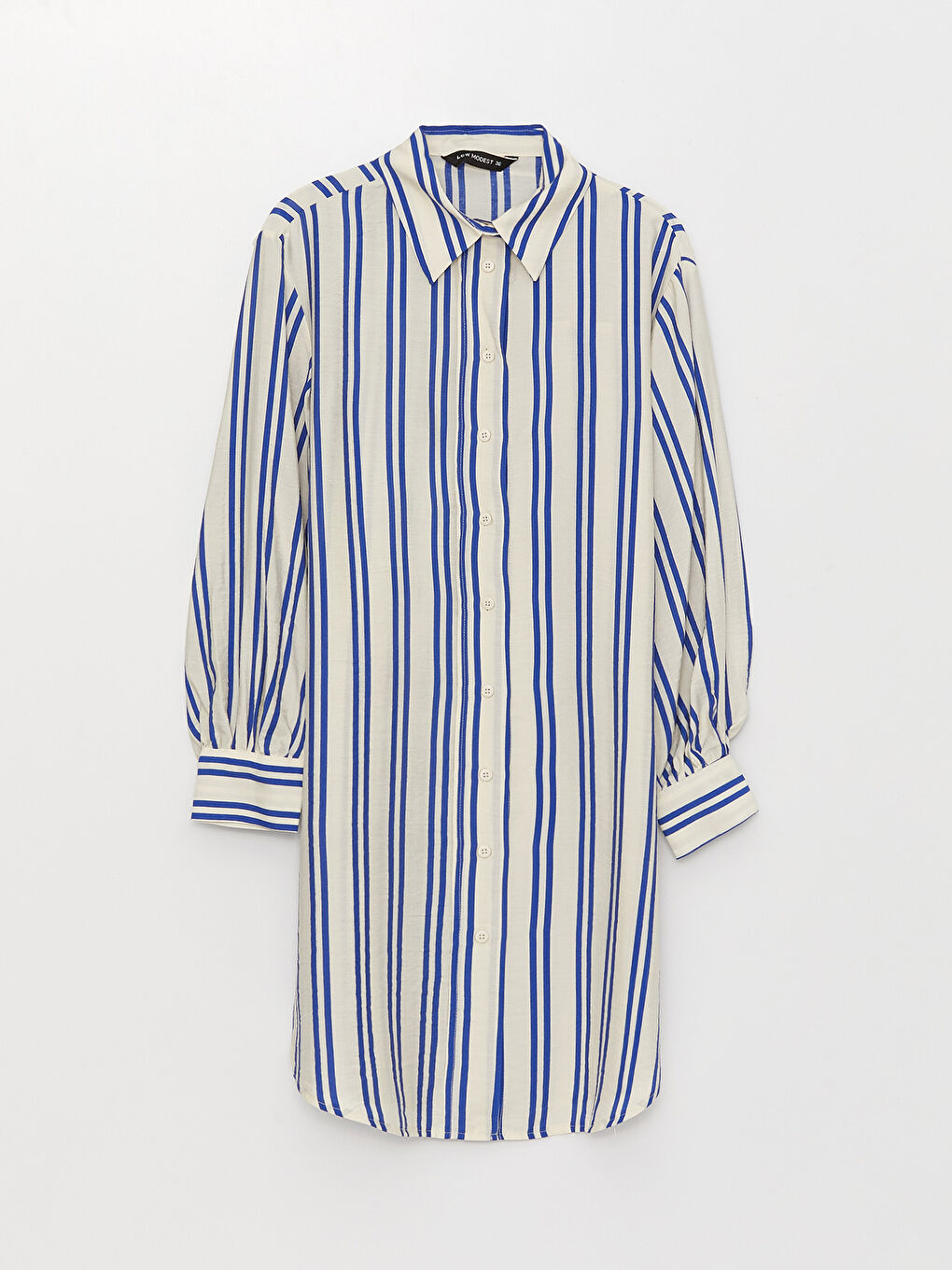 Mavi Çizgili Kadın Gömlek Tunik-5