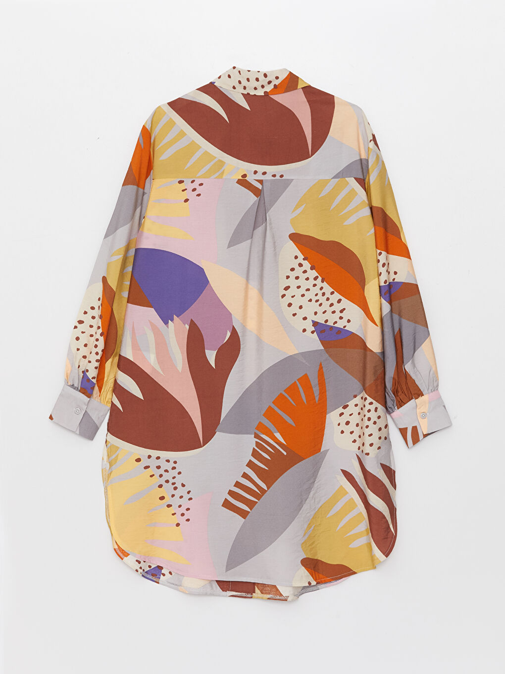 Kahverengi Desenli Kadın Gömlek Tunik-6