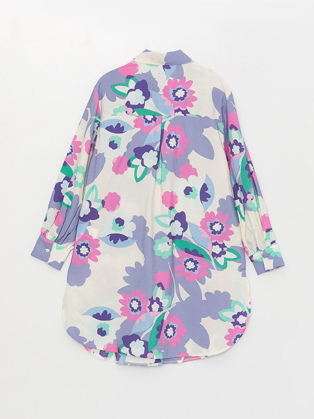 Lila Desenli Kadın Gömlek Tunik-7