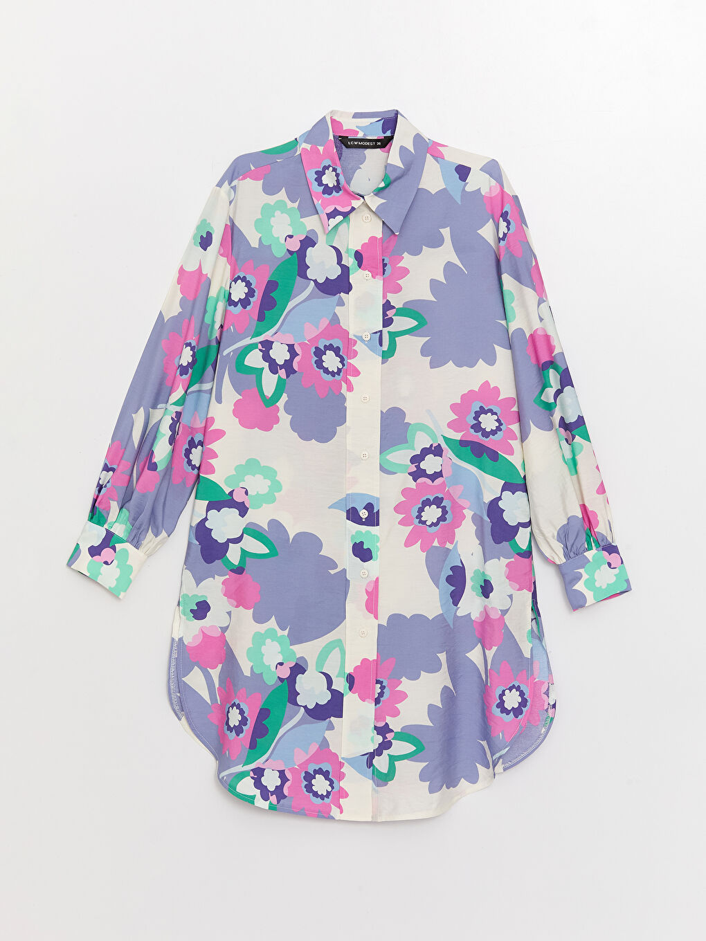 Lila Desenli Kadın Gömlek Tunik-6