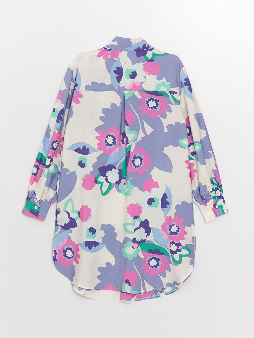 Lila Desenli Kadın Gömlek Tunik-8