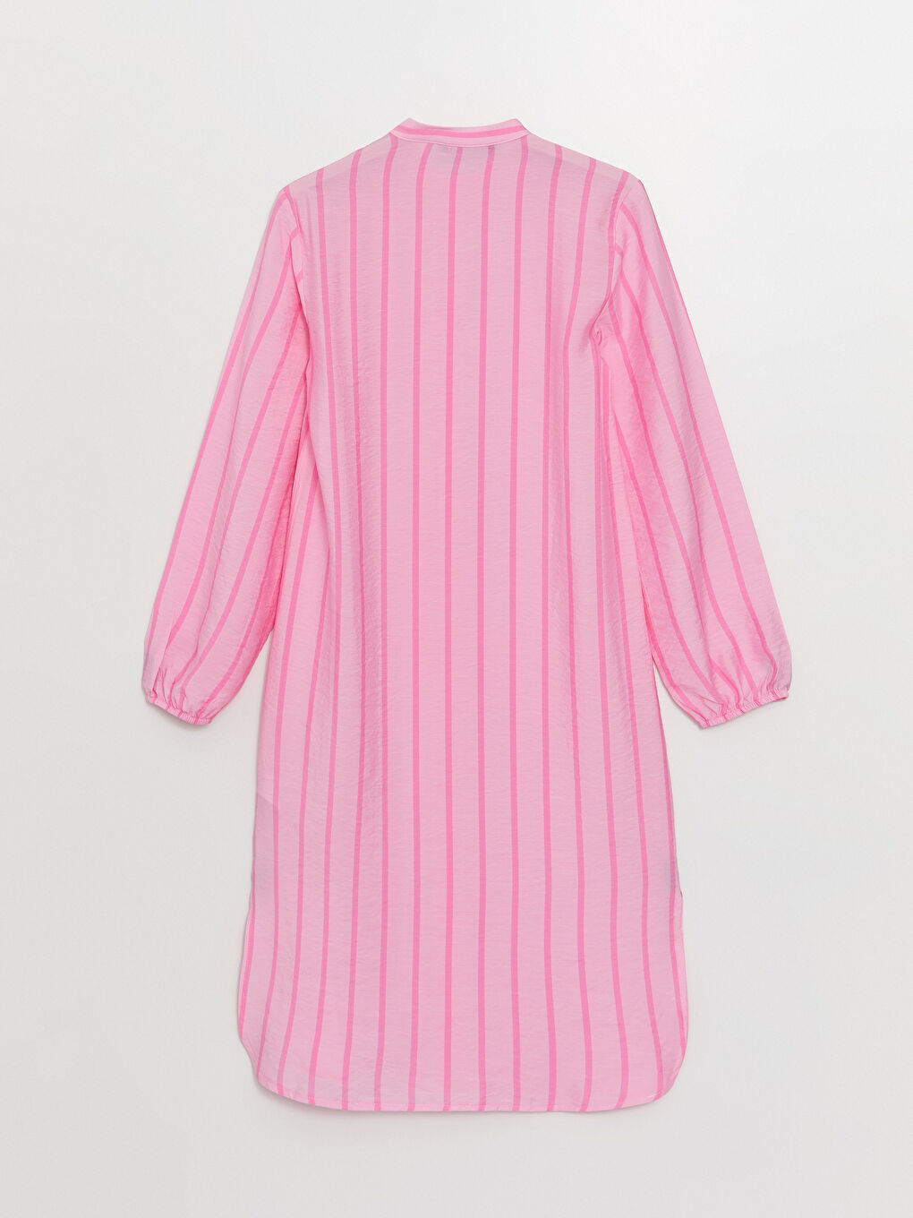 Pembe Hakim Yaka Çizgili Uzun Kollu Kadın Tunik-6