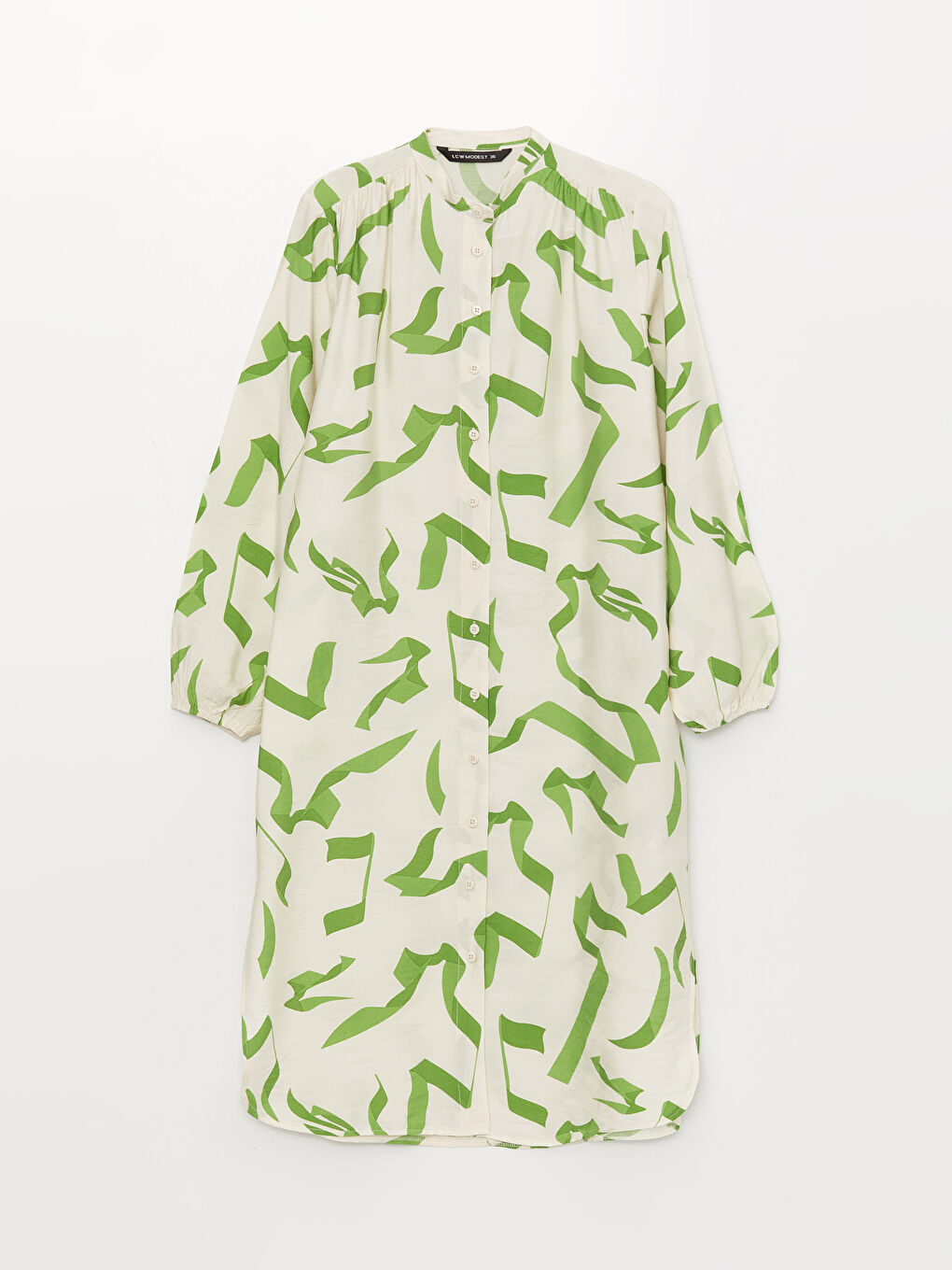 Grandad Collar Patterned Long Sleeve Women's Tunic-5