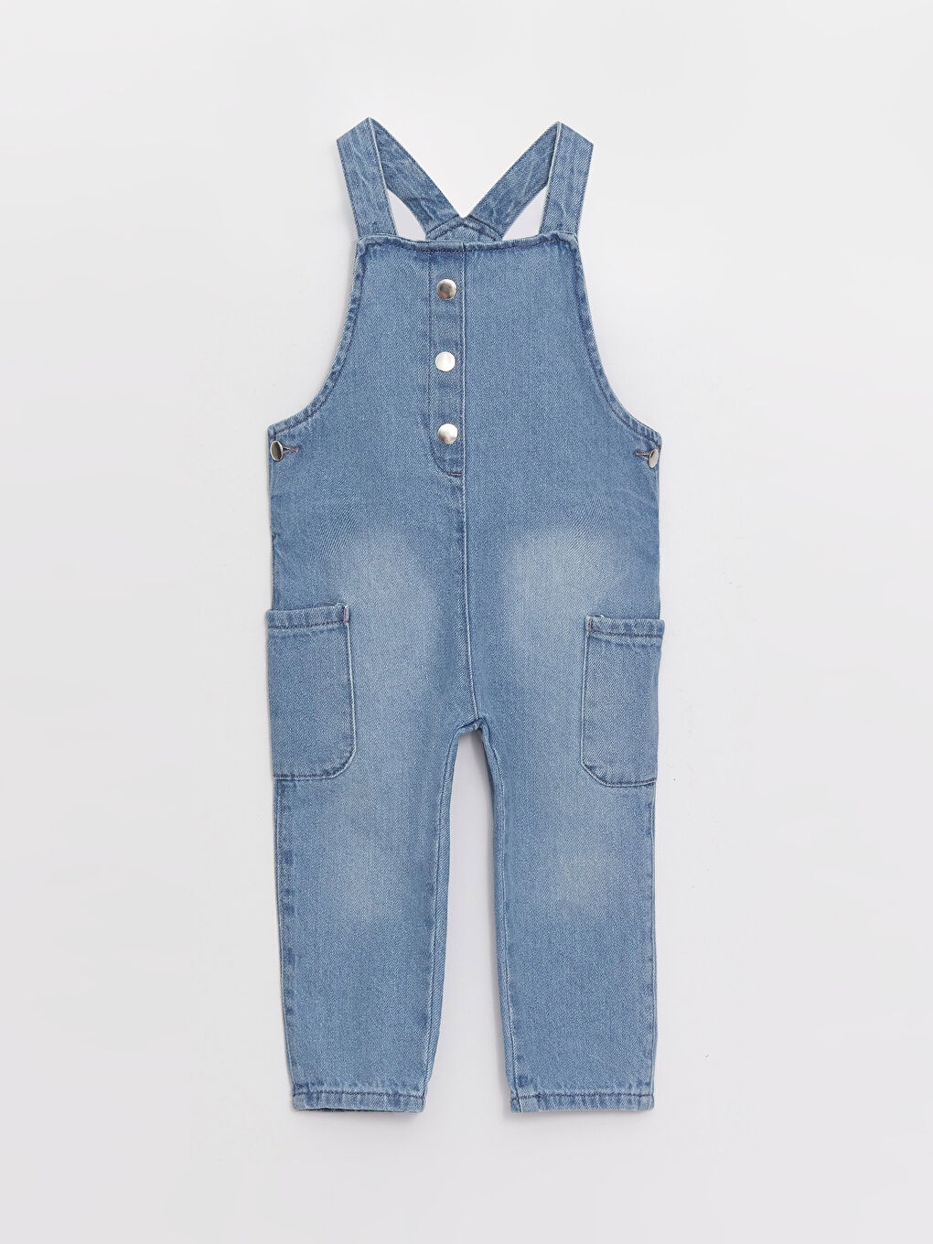 Square Collar Baby Girls' Denim Dungarees