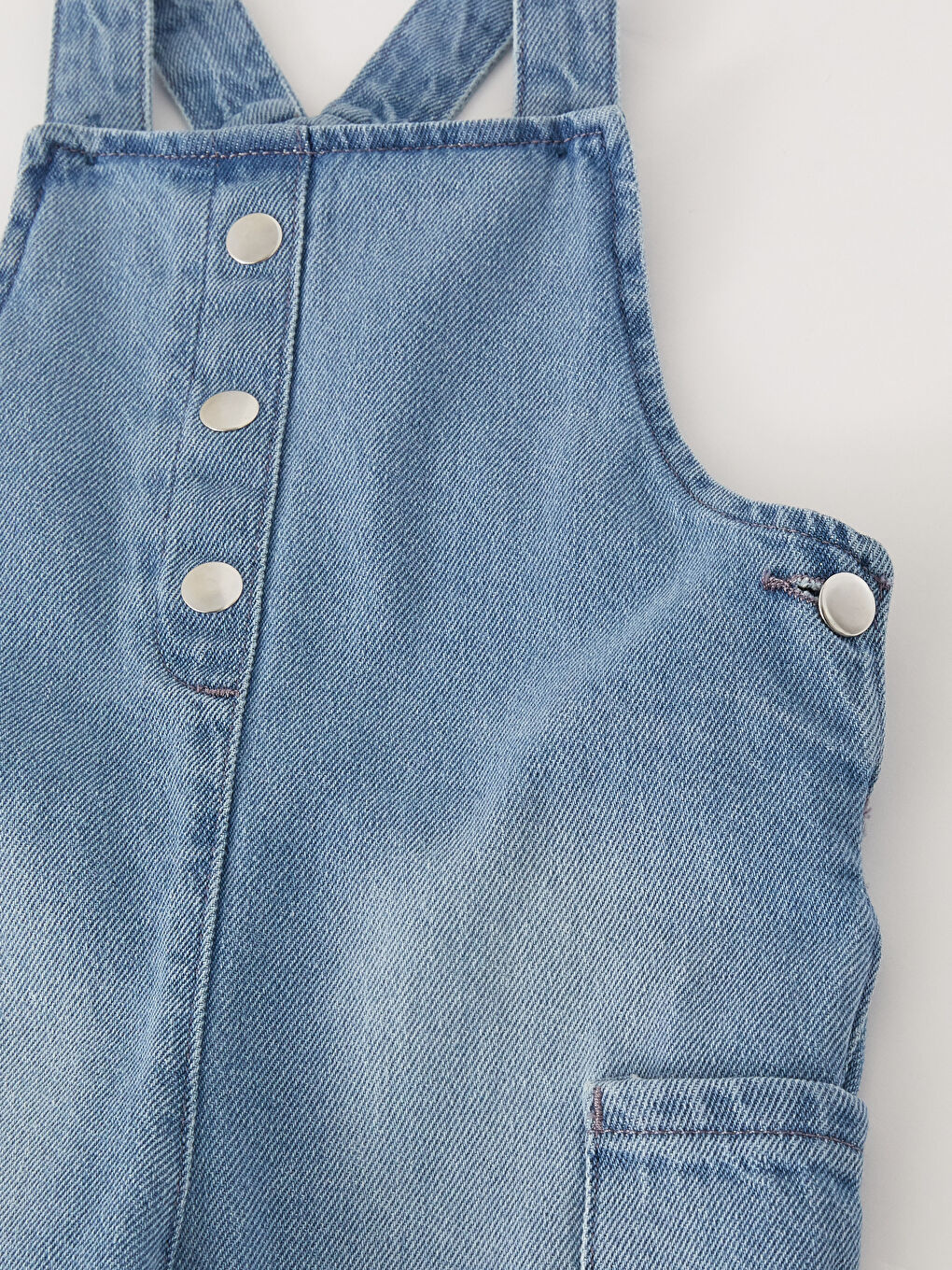 Square Collar Baby Girls' Denim Dungarees-2