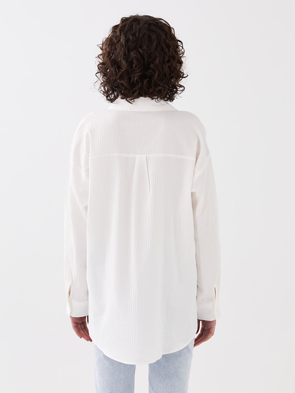 Cămașă Simplă cu Mânecă Lungă din Muselină pentru Femei-4