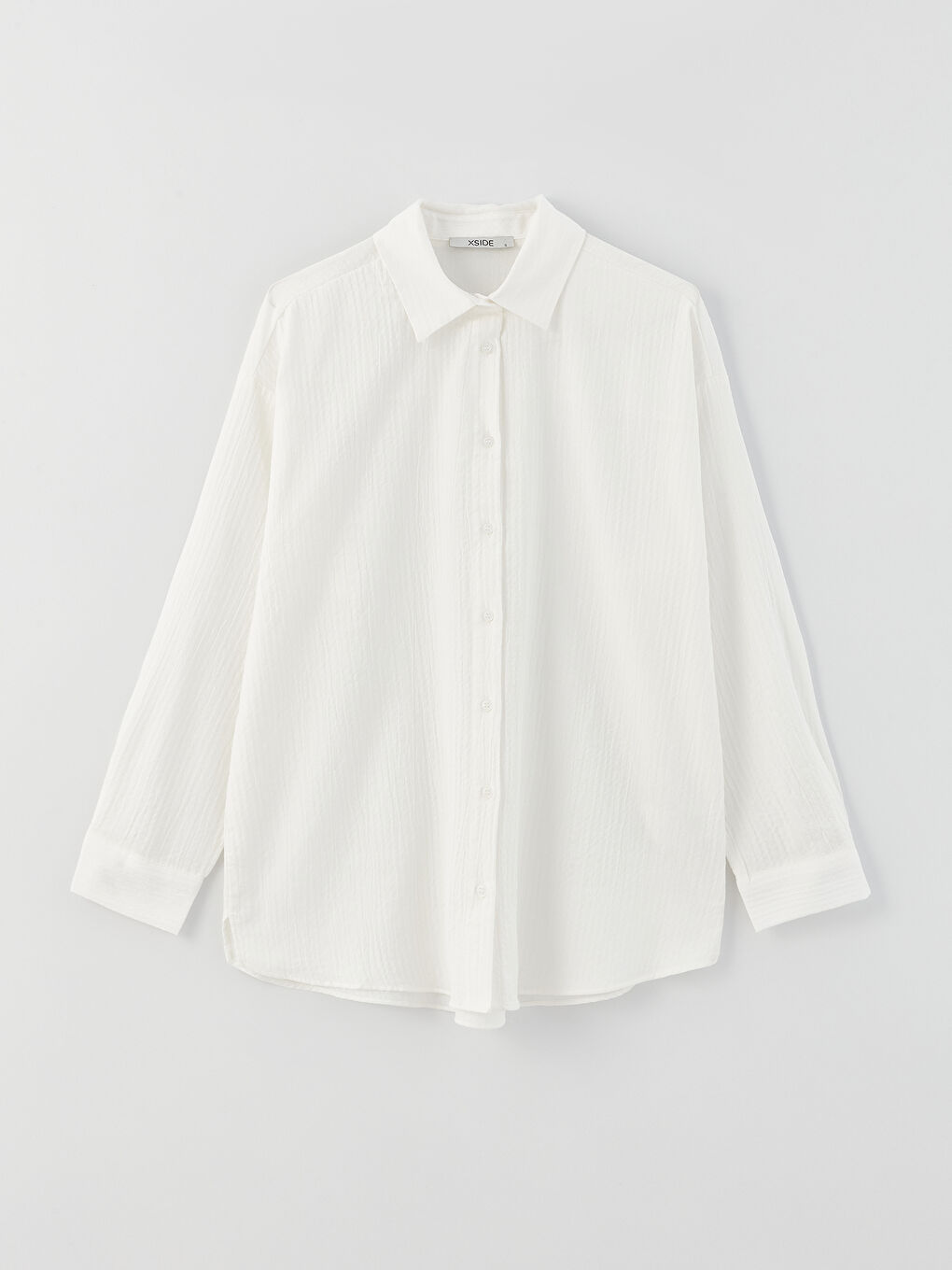 Cămașă Simplă cu Mânecă Lungă din Muselină pentru Femei-5