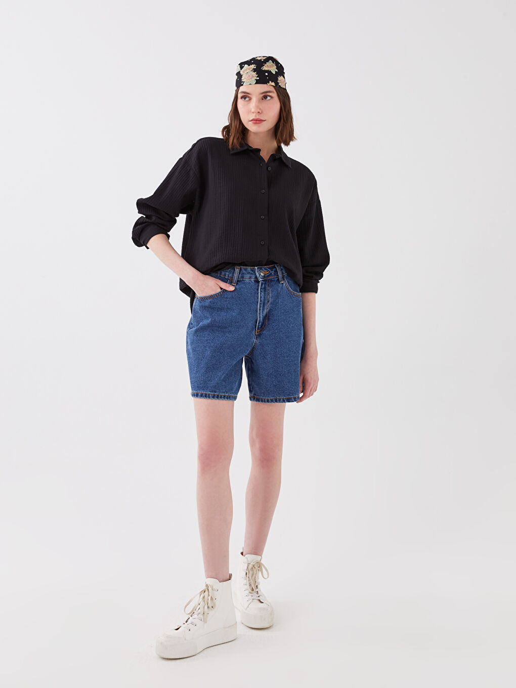 Cămașă Simplă cu Mânecă Lungă din Muselină pentru Femei-2