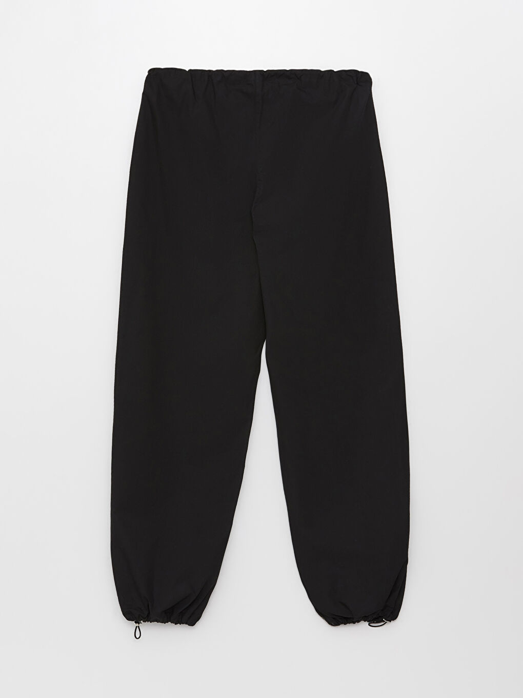 Siyah Kadın Beli Lastikli Düz Paraşüt Pantolon-6