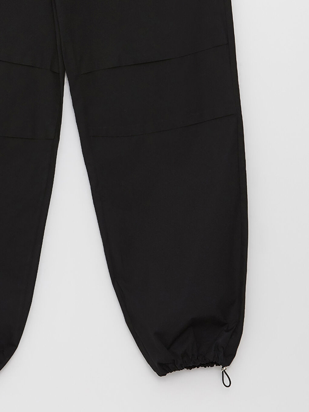 Siyah Kadın Beli Lastikli Düz Paraşüt Pantolon-7