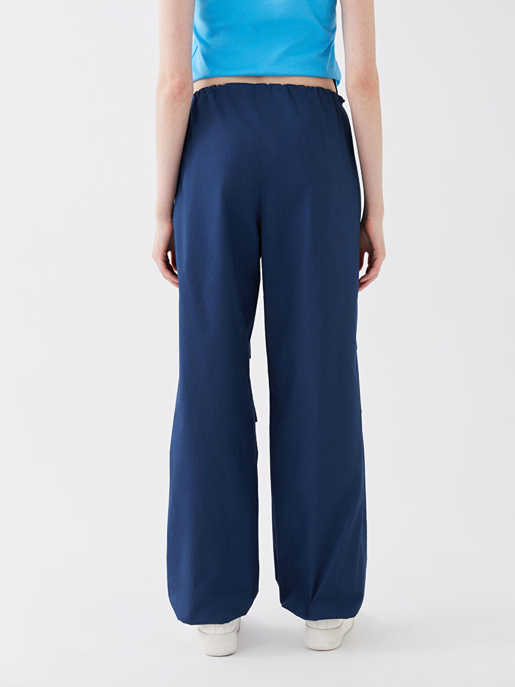 Women's Elasticated Waist Plain Parachute Trousers -S3DU17Z8-SWN