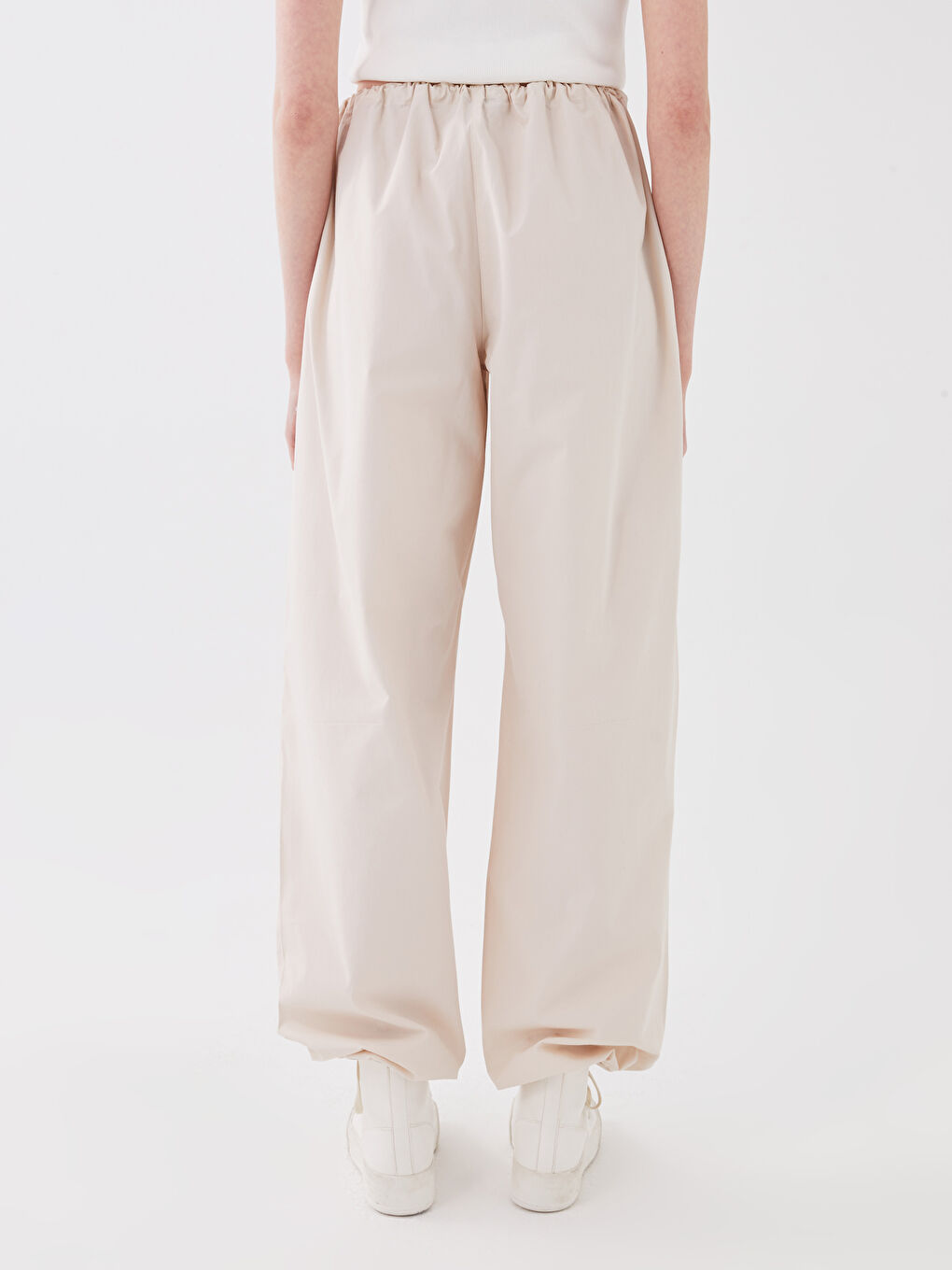 Pantaloni din Material pentru Parașute cu Talie Elastică Simpli pentru Femei-3