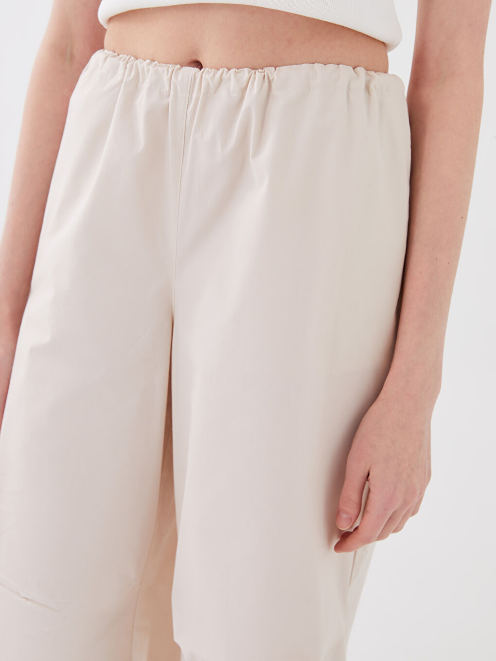 Pantaloni din Material pentru Parașute cu Talie Elastică Simpli pentru Femei-4