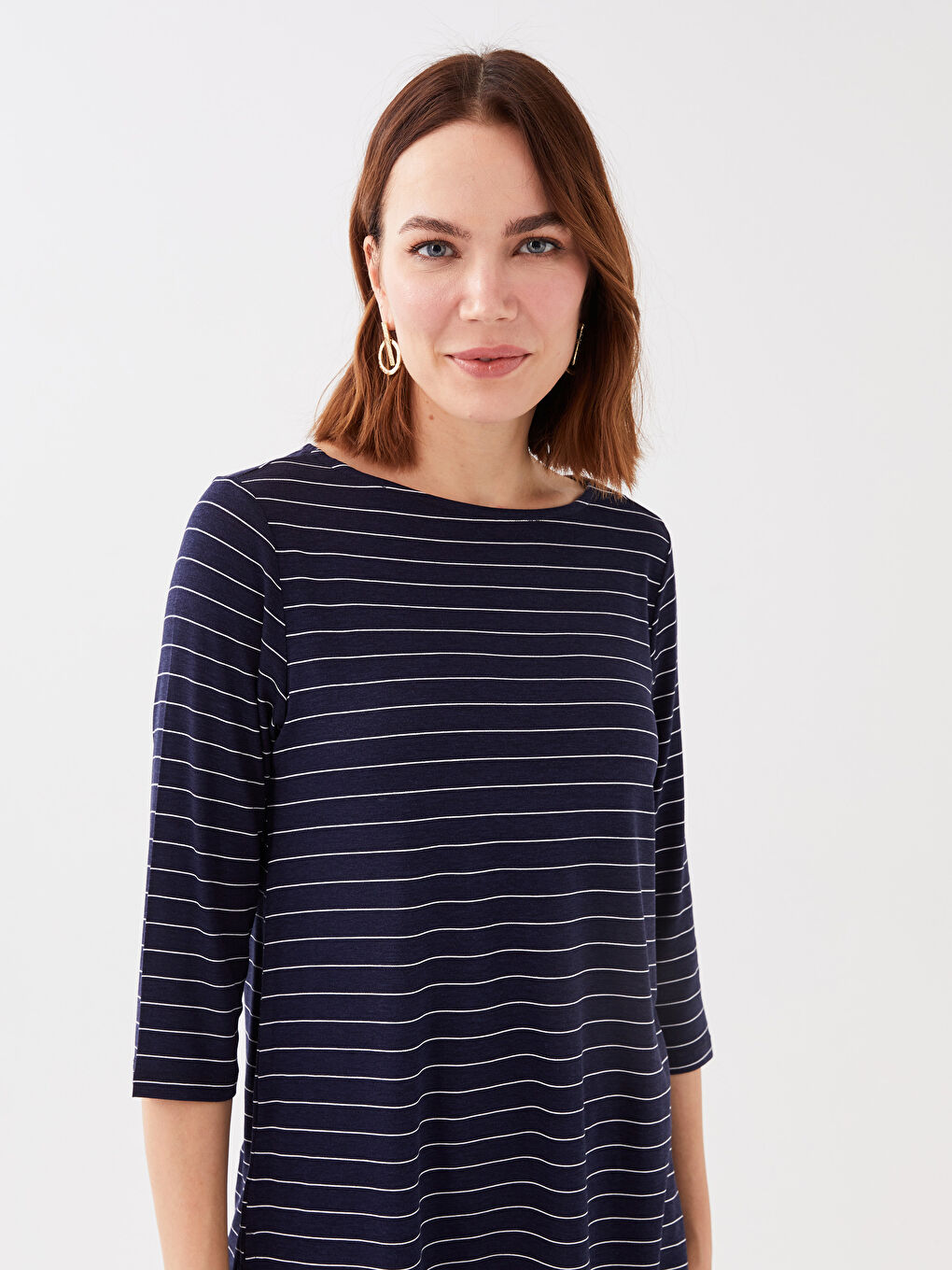 Crew Neck Striped Women's T-Shirt-1