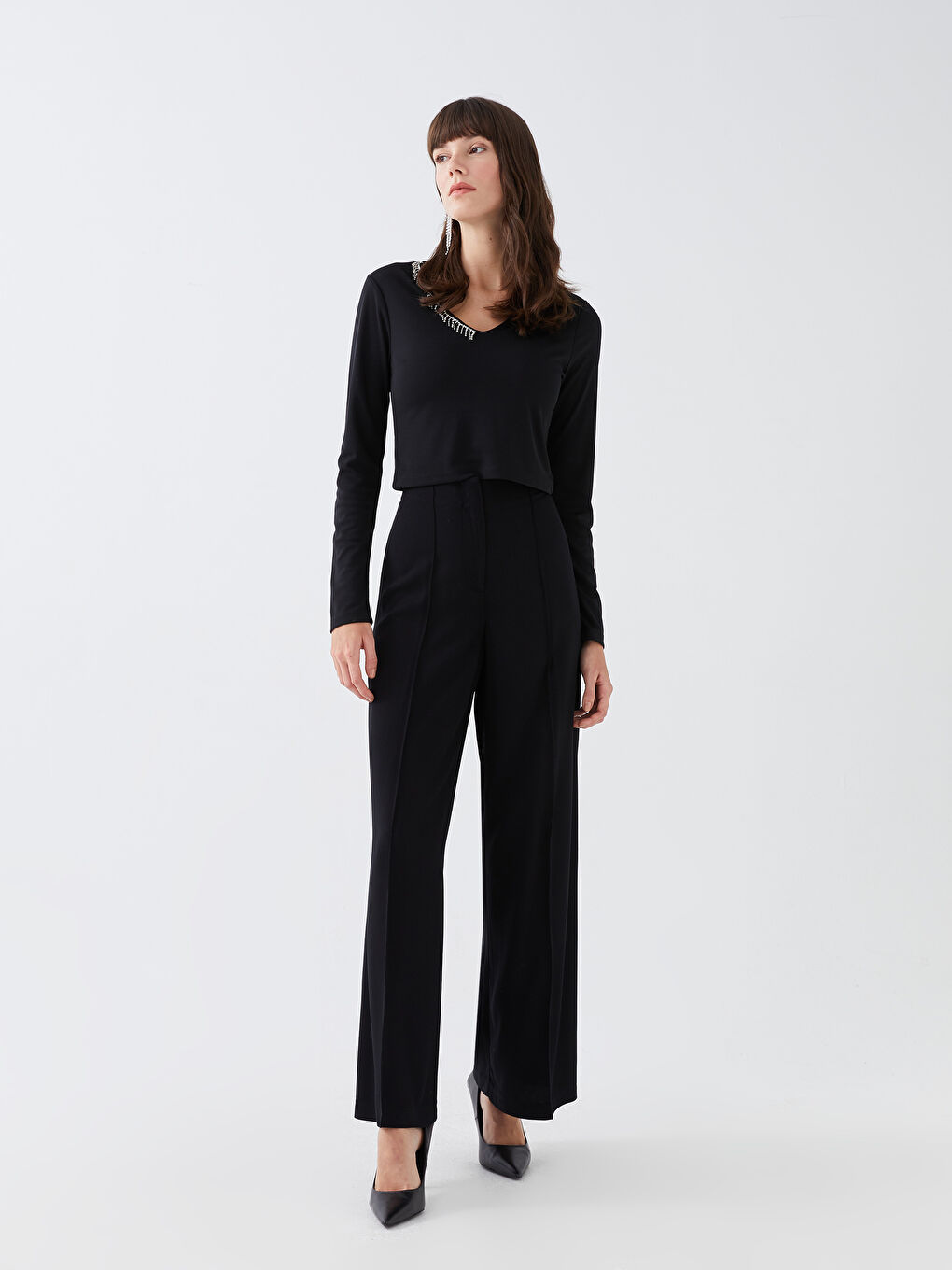 Standard Fit Straight Viscose Women's Palazzo Trousers-1