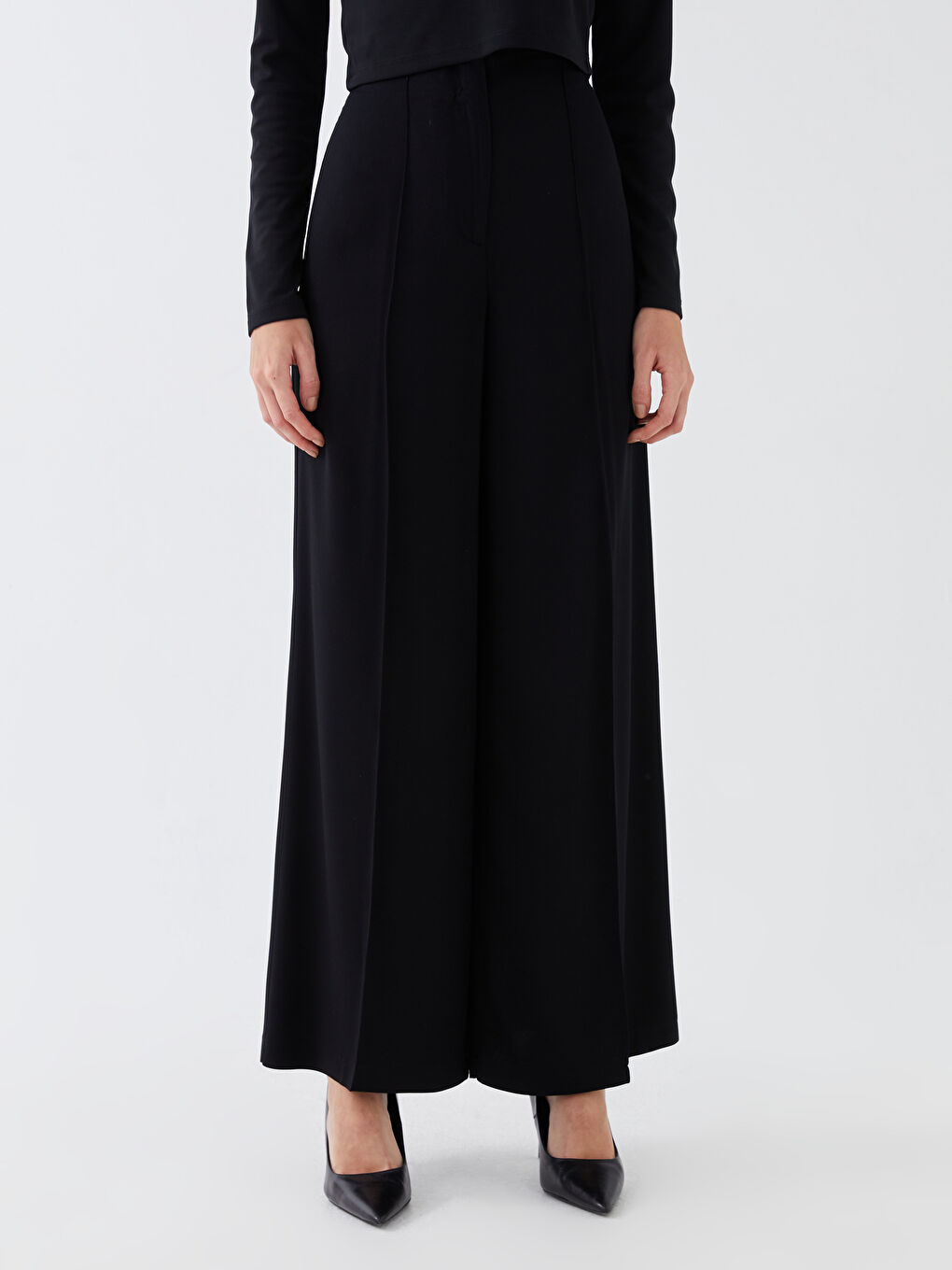 Standard Fit Straight Viscose Women's Palazzo Trousers-2