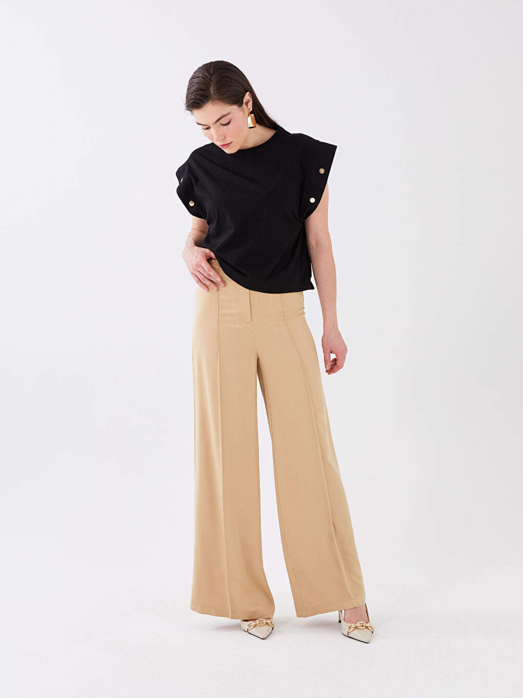 بنطلون بالازو فيسكوز عادي للسيدات-1