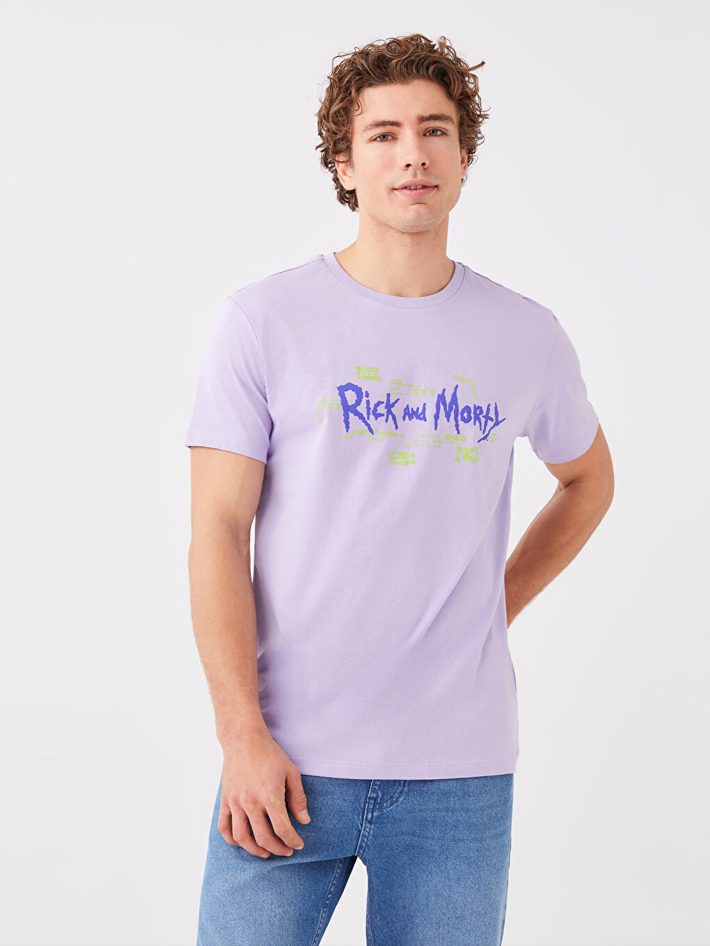 XSIDE Crew Neck Short Sleeve Rick And Morty Printed Jersey Men's T