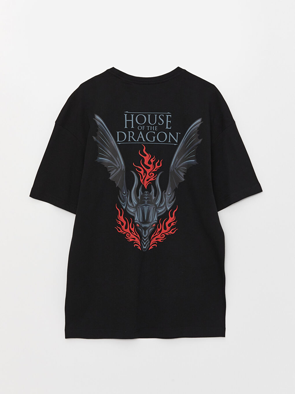 Siyah Oversize Bisiklet Yaka Kısa Kollu Baskılı Penye Erkek Tişört-6