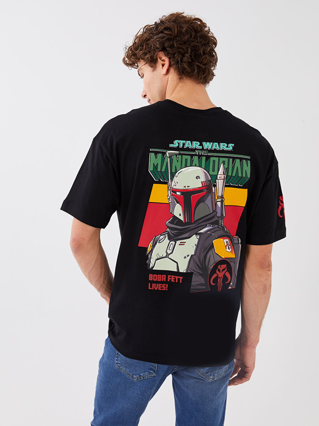 XSIDE Siyah Bisiklet Yaka Kısa Kollu Star Wars Baskılı Penye Erkek Tişört - 3