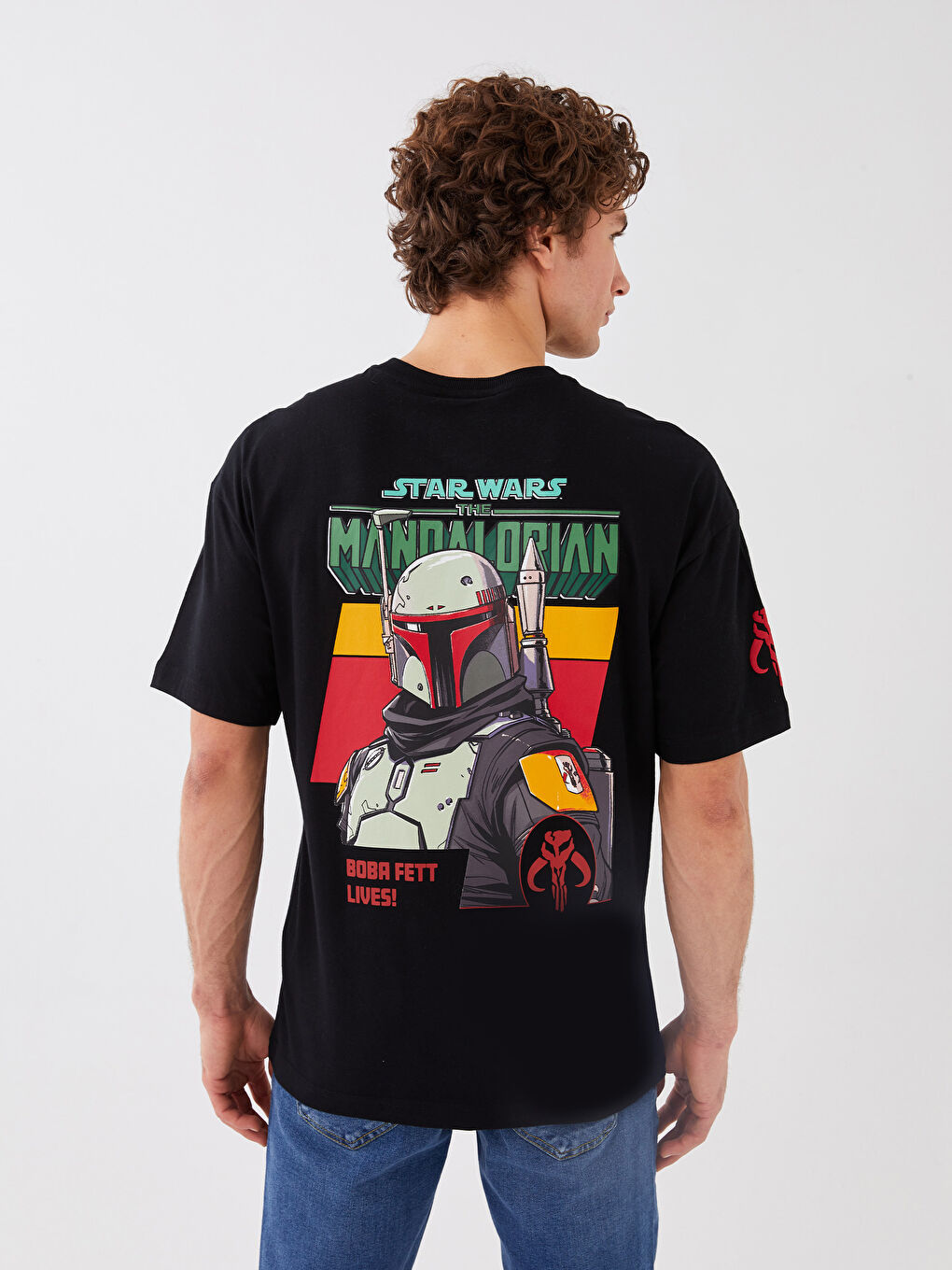 XSIDE Siyah Bisiklet Yaka Kısa Kollu Star Wars Baskılı Penye Erkek Tişört - 4