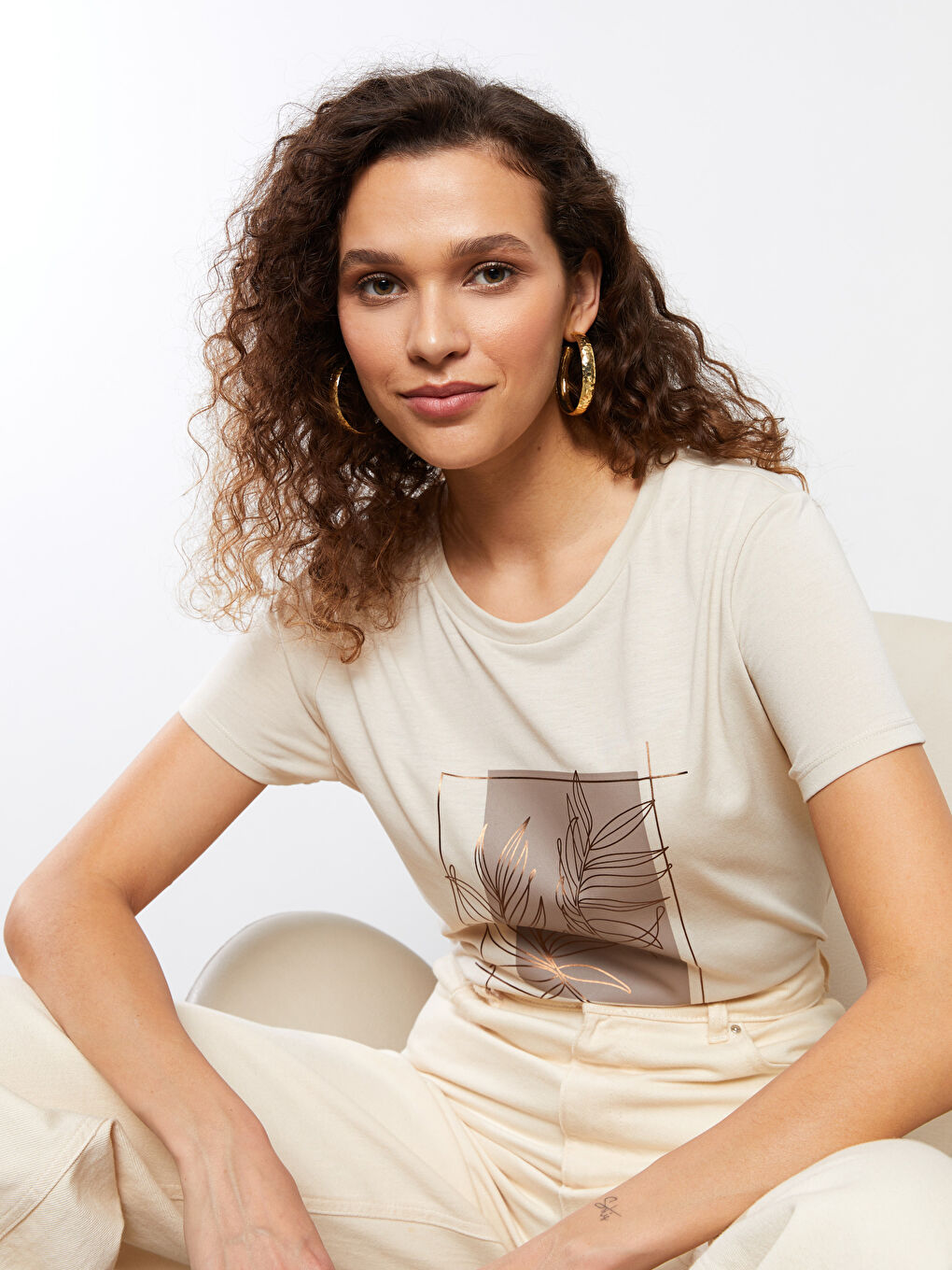 Crew Neck Printed Short Sleeve Women's T-Shirt