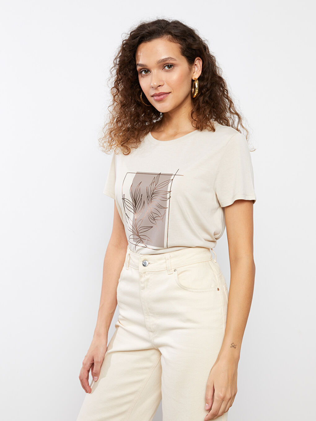 Crew Neck Printed Short Sleeve Women's T-Shirt-1