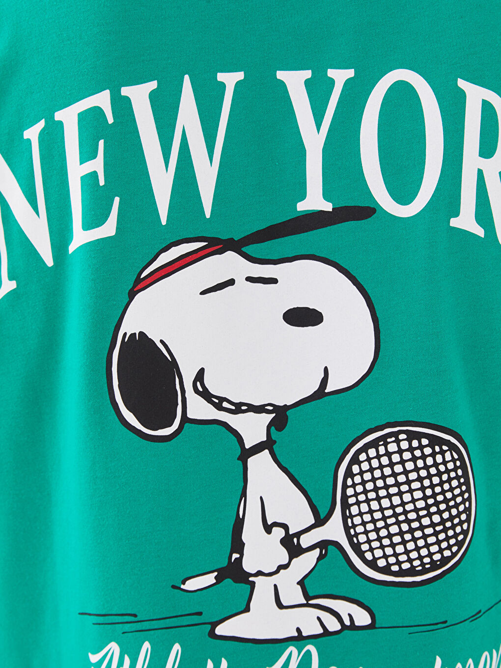 XSIDE Yeşil Bisiklet Yaka Kısa Kollu Snoopy Baskılı Penye Erkek Tişört - 3
