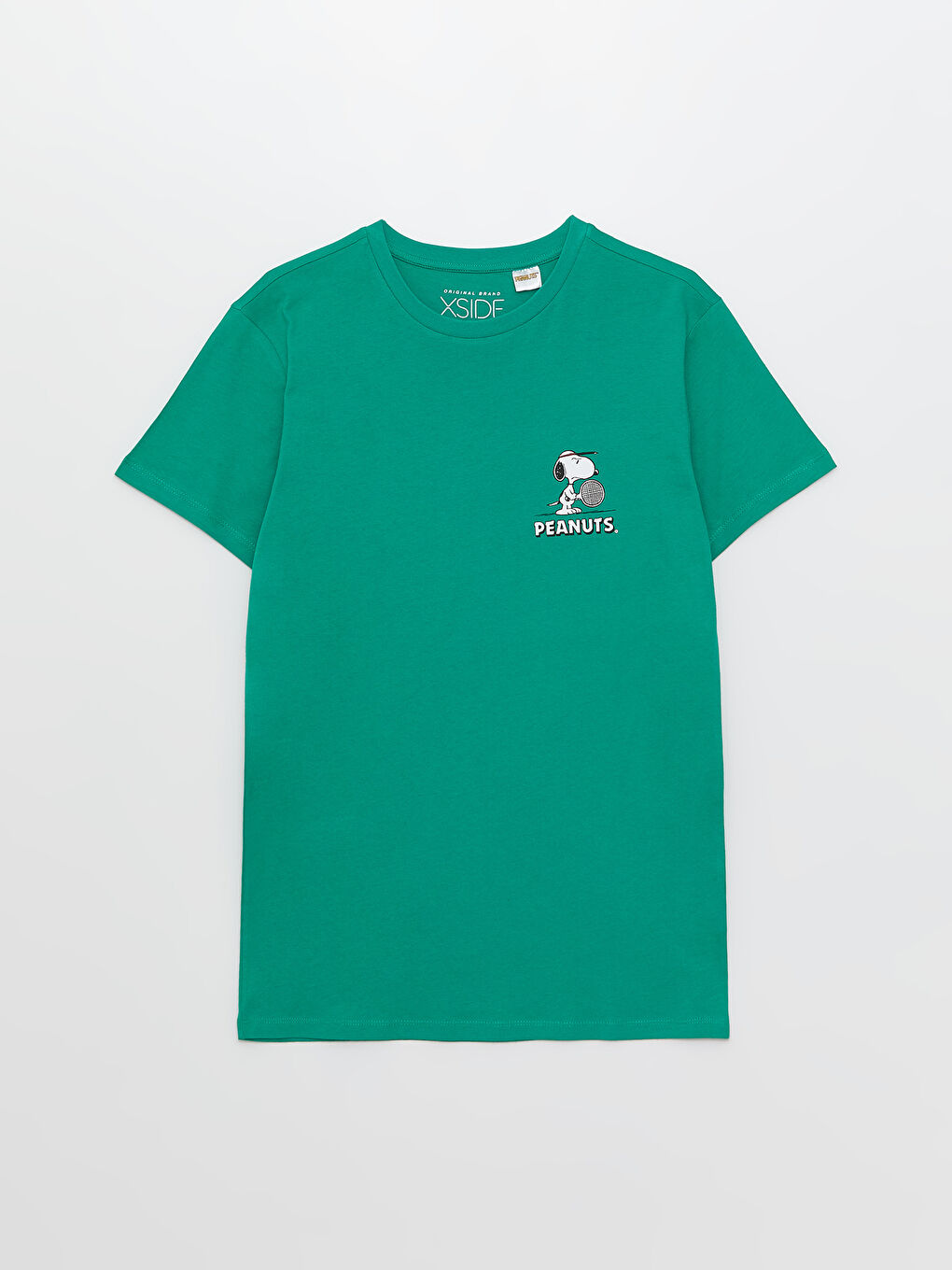 XSIDE Yeşil Bisiklet Yaka Kısa Kollu Snoopy Baskılı Penye Erkek Tişört - 5