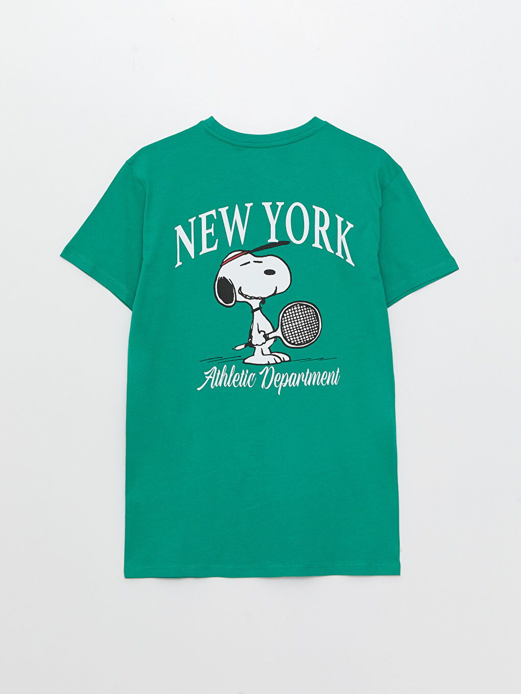XSIDE Yeşil Bisiklet Yaka Kısa Kollu Snoopy Baskılı Penye Erkek Tişört - 6