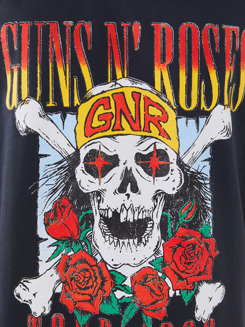 Antrasit Bisiklet Yaka Kısa Kollu Guns N'Roses Baskılı Penye Erkek Tişört-3