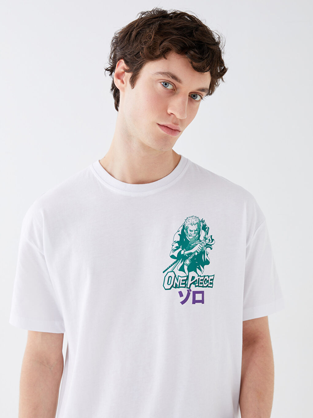 تيشيرت رجالي ياقة دائرية كم قصير مطبوع قطن ممشط-1