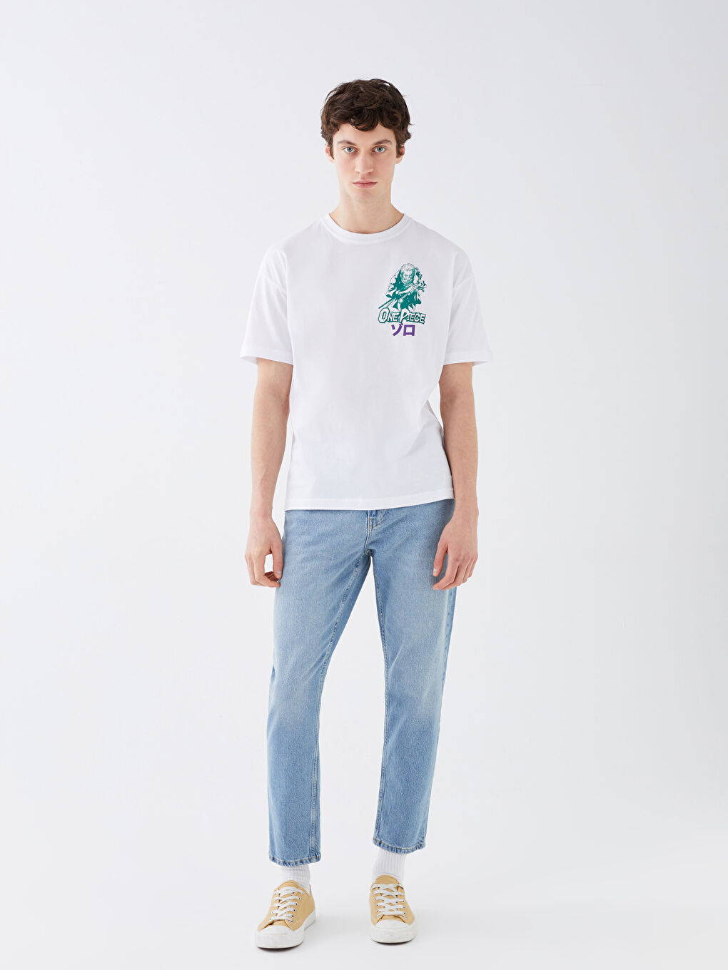 تيشيرت رجالي ياقة دائرية كم قصير مطبوع قطن ممشط-2