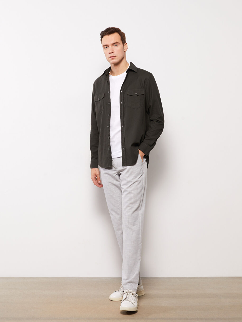 Gri Slim Fit Erkek Pantolon-1