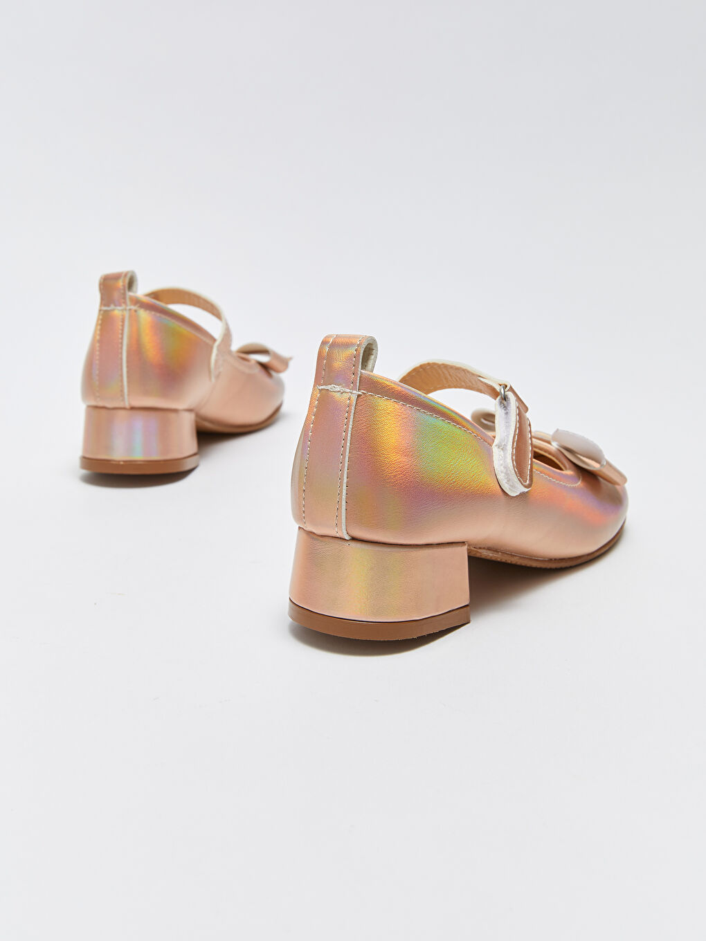 Pembe Tek Bantlı Cırt Cırtlı Kız Çocuk Topuklu Ayakkabı-4