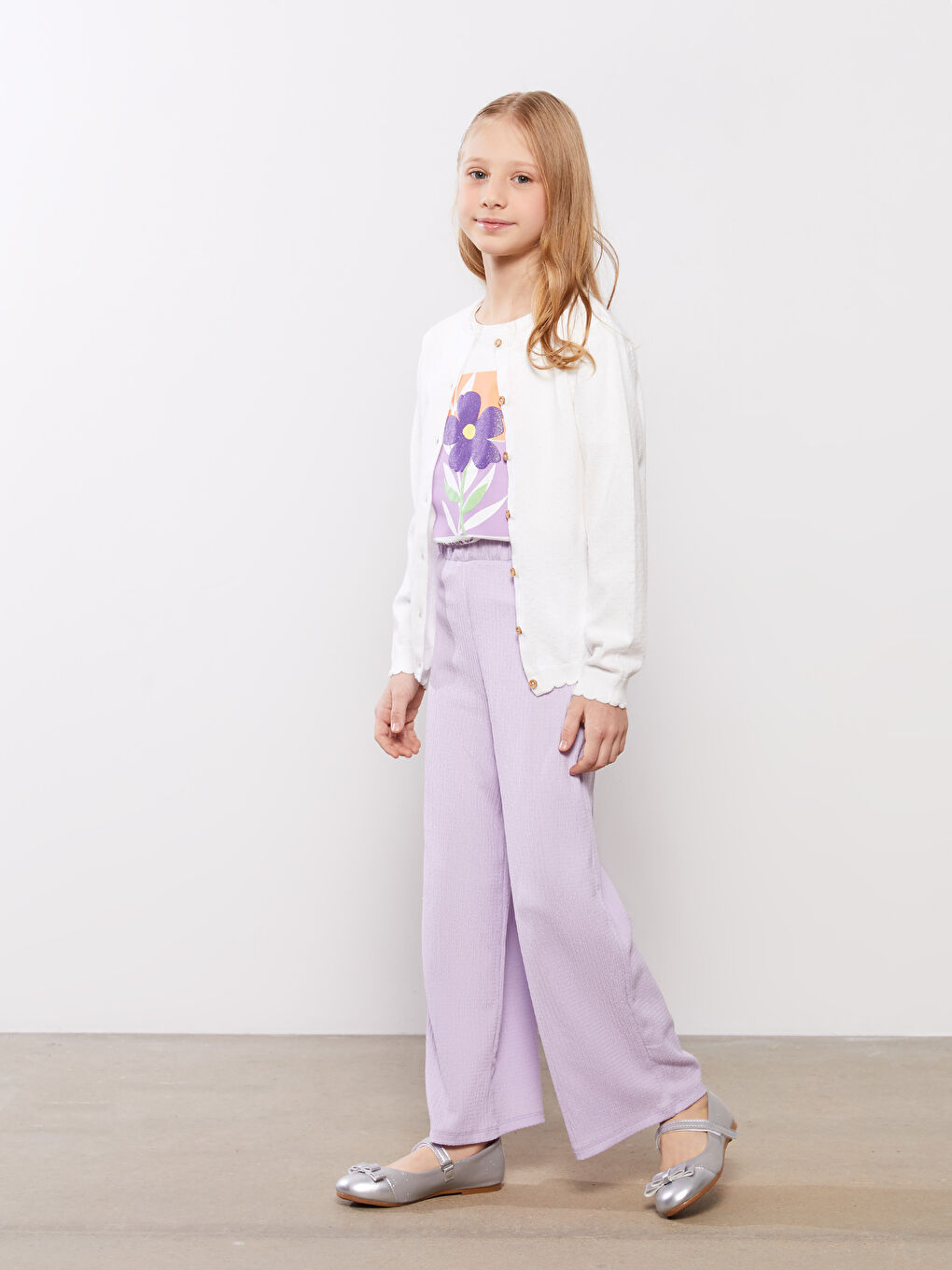 Свитер из трикотажа с круглым вырезом и длинным рукавом для девочек-2