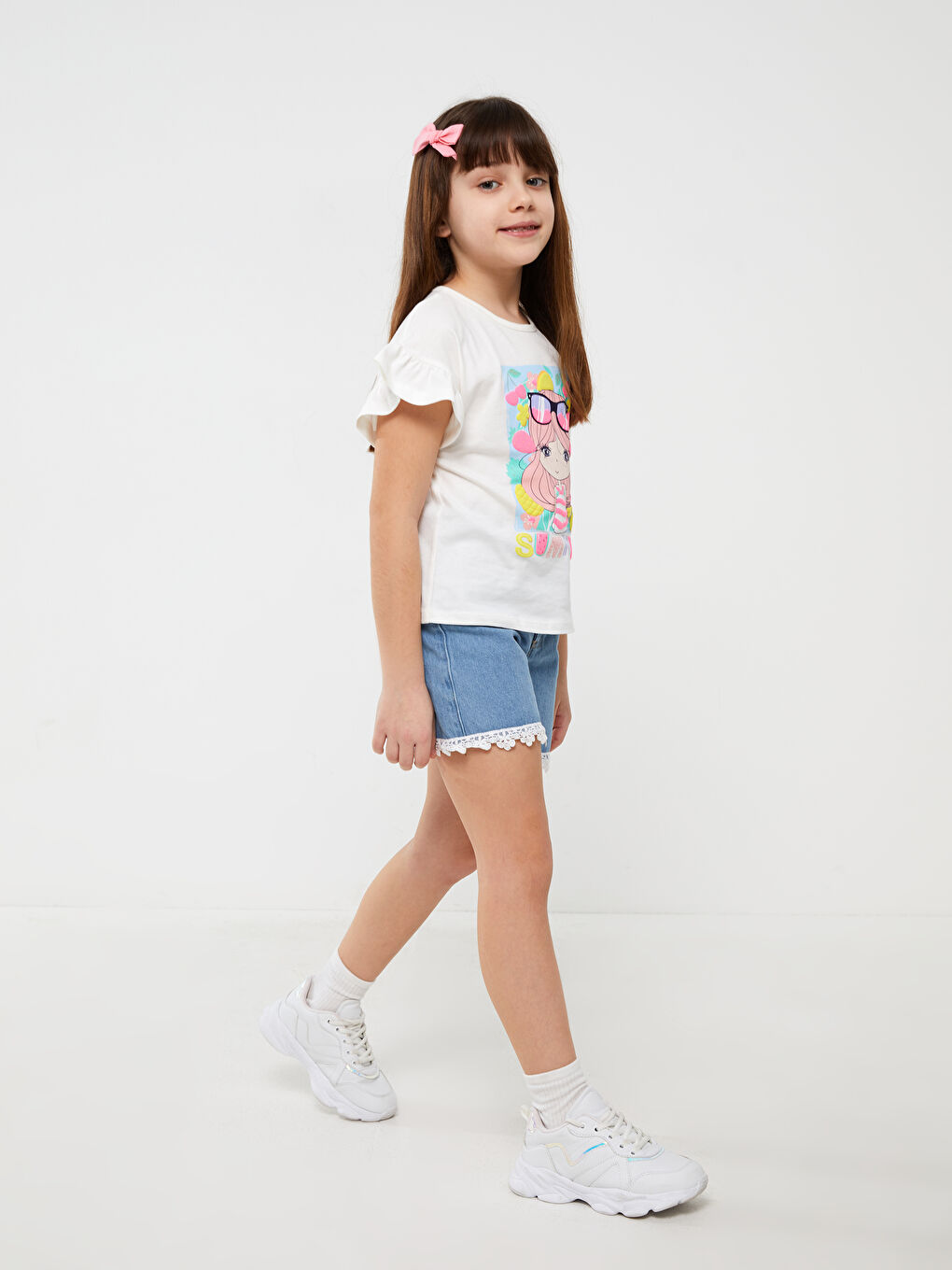 LCW Kids Lace Detailed Girl Jean Shorts -S3DV02Z4-311