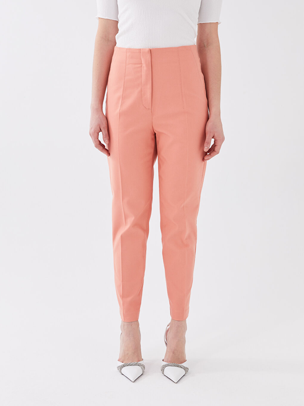 LCW Vision Women's High Waist Regular Fit Plain Trousers -S3DV03Z8-GC5