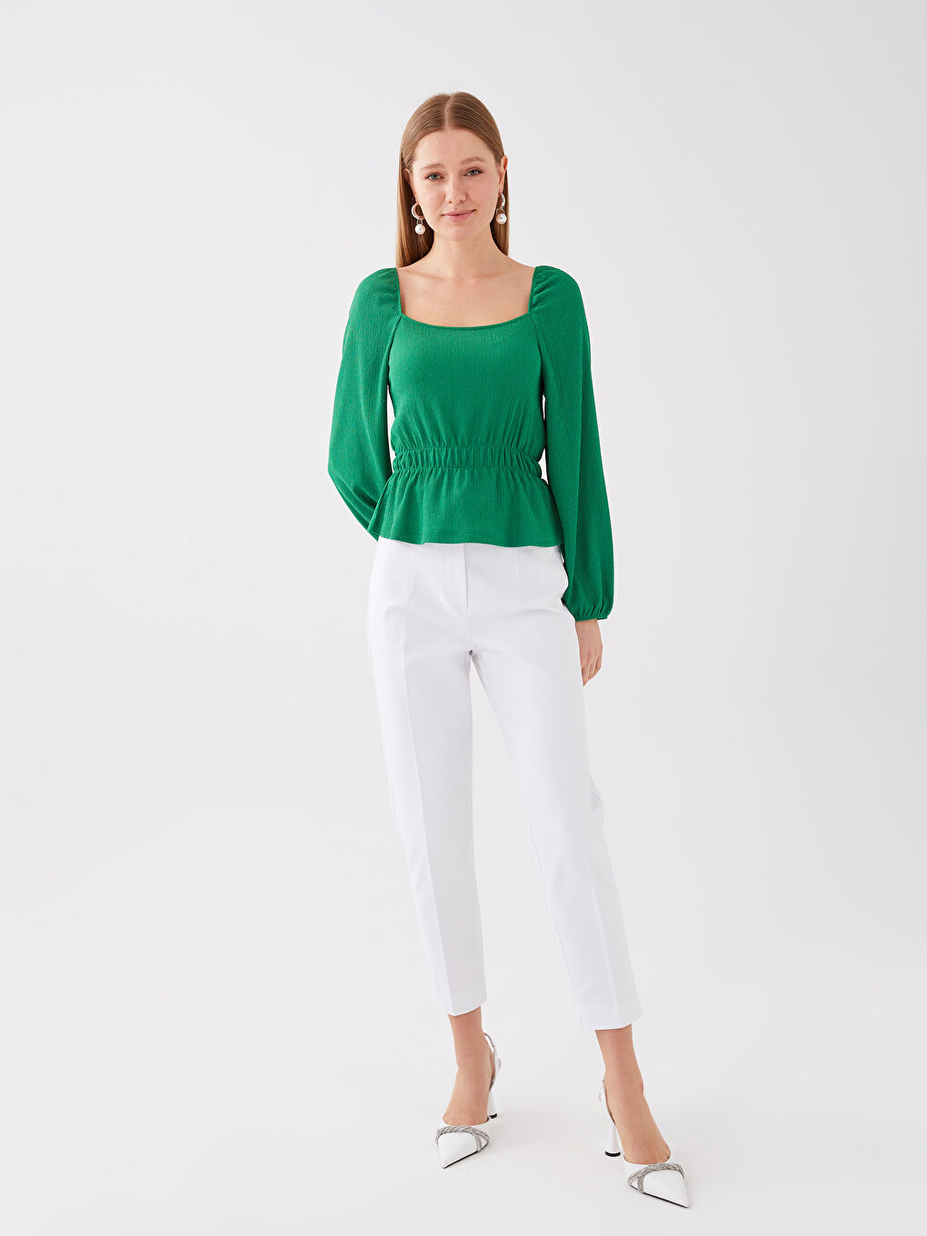 Women's High Waist Regular Fit Plain Trousers-1