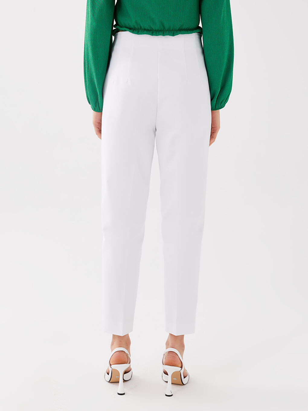 Women's High Waist Regular Fit Plain Trousers-3